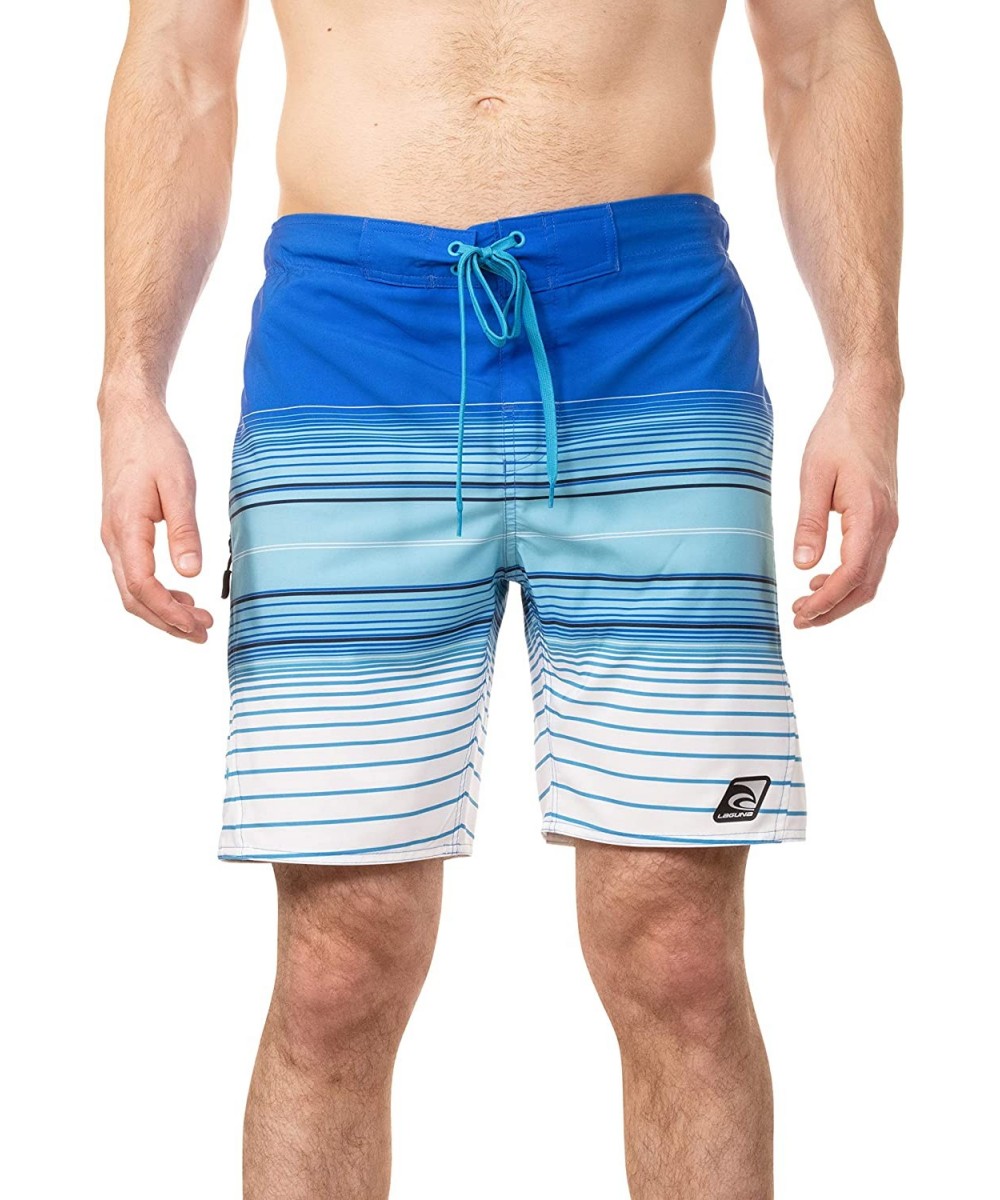 Board Shorts Mens Hibiscus Print Stretchable Camo Elastic Boardshort Swim Trunks - Blue/White - CD18QHIZWRZ