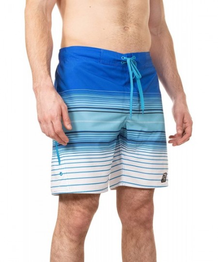 Board Shorts Mens Hibiscus Print Stretchable Camo Elastic Boardshort Swim Trunks - Blue/White - CD18QHIZWRZ