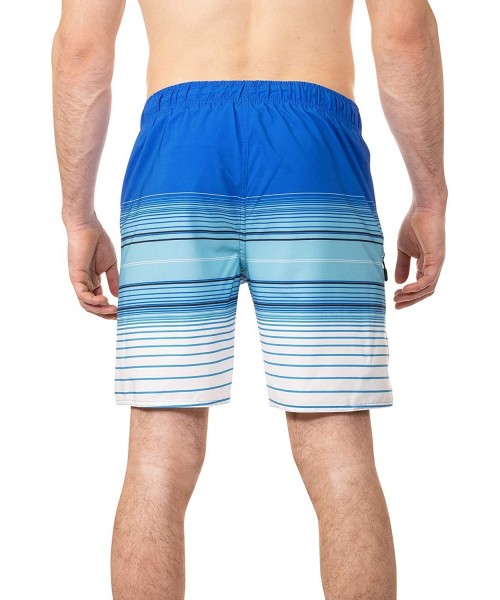 Board Shorts Mens Hibiscus Print Stretchable Camo Elastic Boardshort Swim Trunks - Blue/White - CD18QHIZWRZ