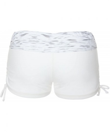 Racing Women's Patterned Waist Boy Short Swim Bottoms - White - CP12LXRUK9L