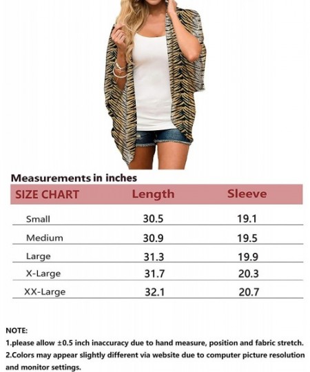 Cover-Ups Women Kimono Cardigan Floral Loose Open Front Chiffon Cover Up Tops - Animal Print - CC198MALCE2