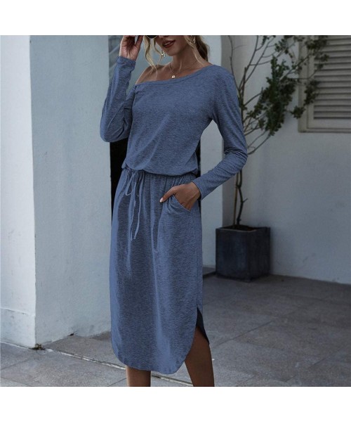 Cover-Ups Casual Dresses for Women Irregular Short Sleeve Knee Length Dress Turtleneck Long Sleeve Solid Color Lace up Slim D...