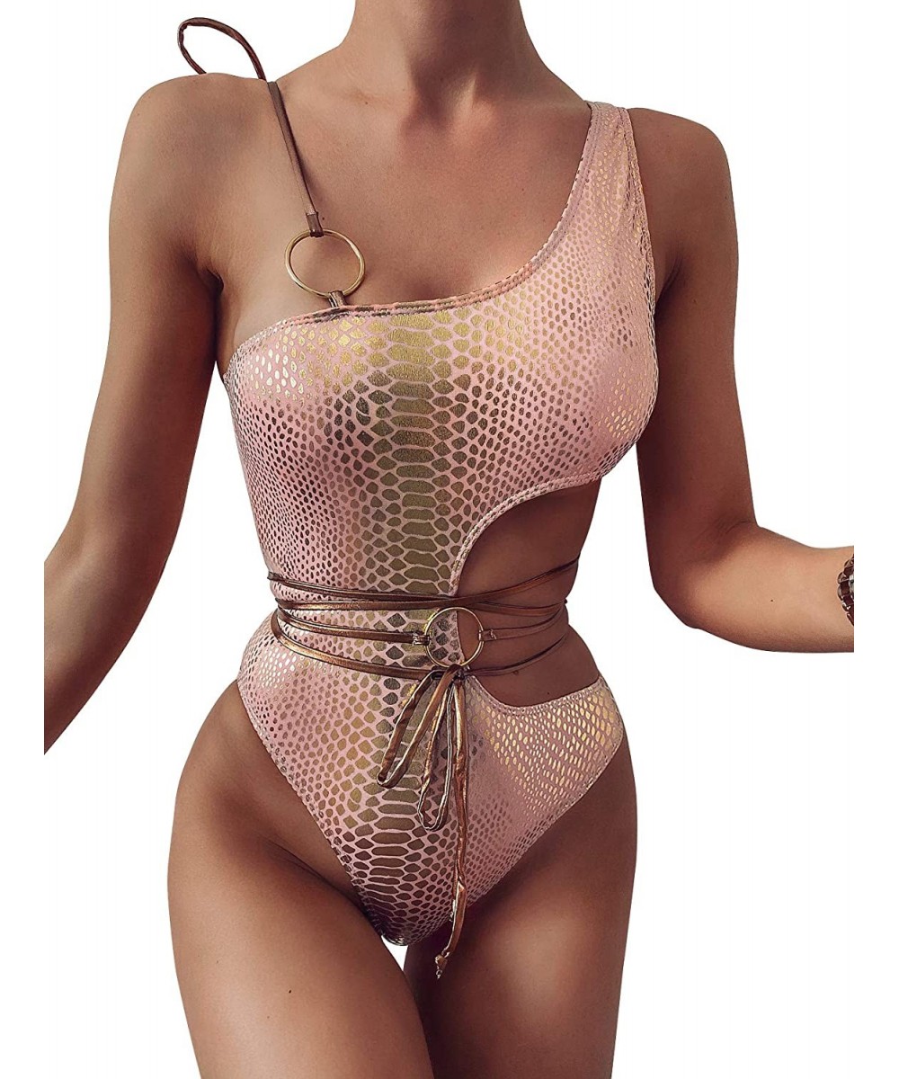 Sets Women's African Print Two Piece Lace up Bikini Set High Cut Thong Swimsuit - Pq3 - CS190L8097E