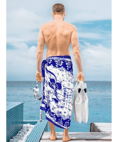 Cover-Ups Men's Loungewear Hawaii Sarongs for Men Plus Size Beach Wrap Vacation - Blue_p345 - C612NTMDAY3