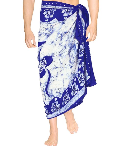 Cover-Ups Men's Loungewear Hawaii Sarongs for Men Plus Size Beach Wrap Vacation - Blue_p345 - C612NTMDAY3