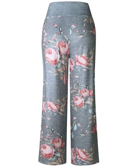 Board Shorts Women's Comfy Casual Pajama Pants Floral Print Drawstring Palazzo Lounge Pants Wide Leg - A1-gray - C41947KWA7Q