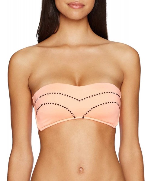 Tops Women's Bustier Bandeau Bikini Top Swimsuit - Beach Squad Fluorescent Melon - CH17AZC7ITQ