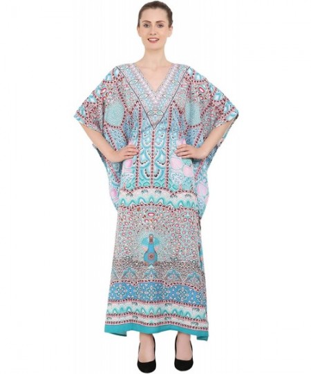 Cover-Ups Kaftan Dress - Caftans for Women Women's Caftans Suiting Teens to Adult Women in Regular to Plus Size 147 teal - CF...