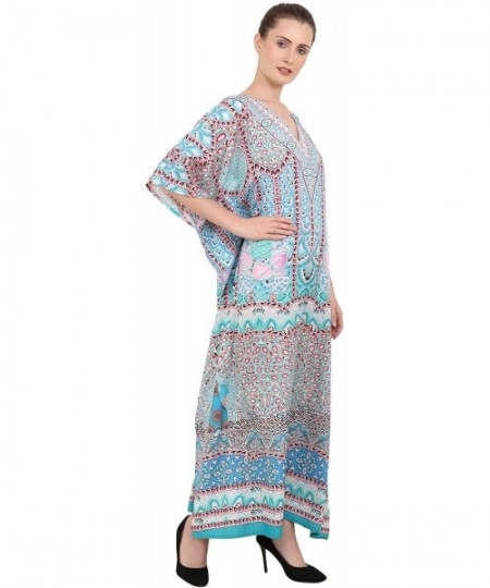 Cover-Ups Kaftan Dress - Caftans for Women Women's Caftans Suiting Teens to Adult Women in Regular to Plus Size 147 teal - CF...