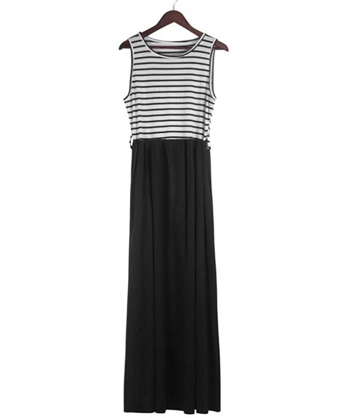 Cover-Ups Elegant Plus Size Maxi Dress for Women-Chaofanjiancai Lady Striped Long Boho Dress Casual Sleeveless Beach Summer S...