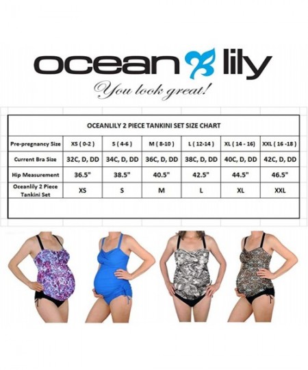 Sets 2 Piece Bathing Suit for Pregnant Women - Maternity Drawstring Tankini Set + Adjustable Bikini Bottom - Blue - C41924Q6OLG