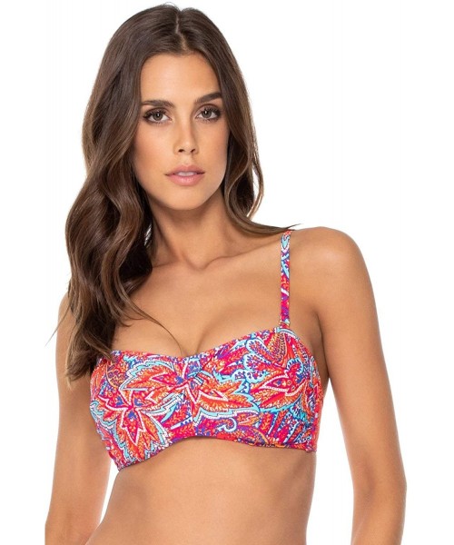 Tops Women's Iconic Twist Bra Sized Bandeau Bikini Top Swimsuit - Samba - CE18GWHHL9R