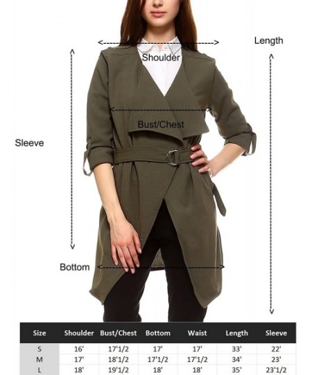 Cover-Ups Women's Casual Duster Long Sleeve Trench Coat Jacket and Vest - Tcj01-olive - CA184Q25ZHW