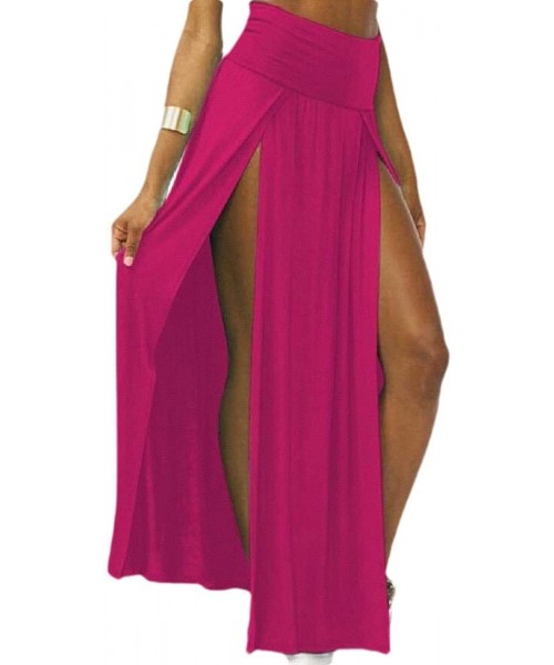 Cover-Ups Women Fashion Summer Split Plain Double Slit Beach Party Maxi Long Skirt - 2 - CI18U8UC94E