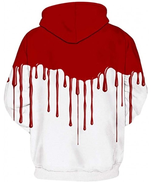 Rash Guards Halloween Hoodie for Men Couples Blood Print Long Sleeve Sweatshirt Pullover Top - White - CH18YHGKT6I