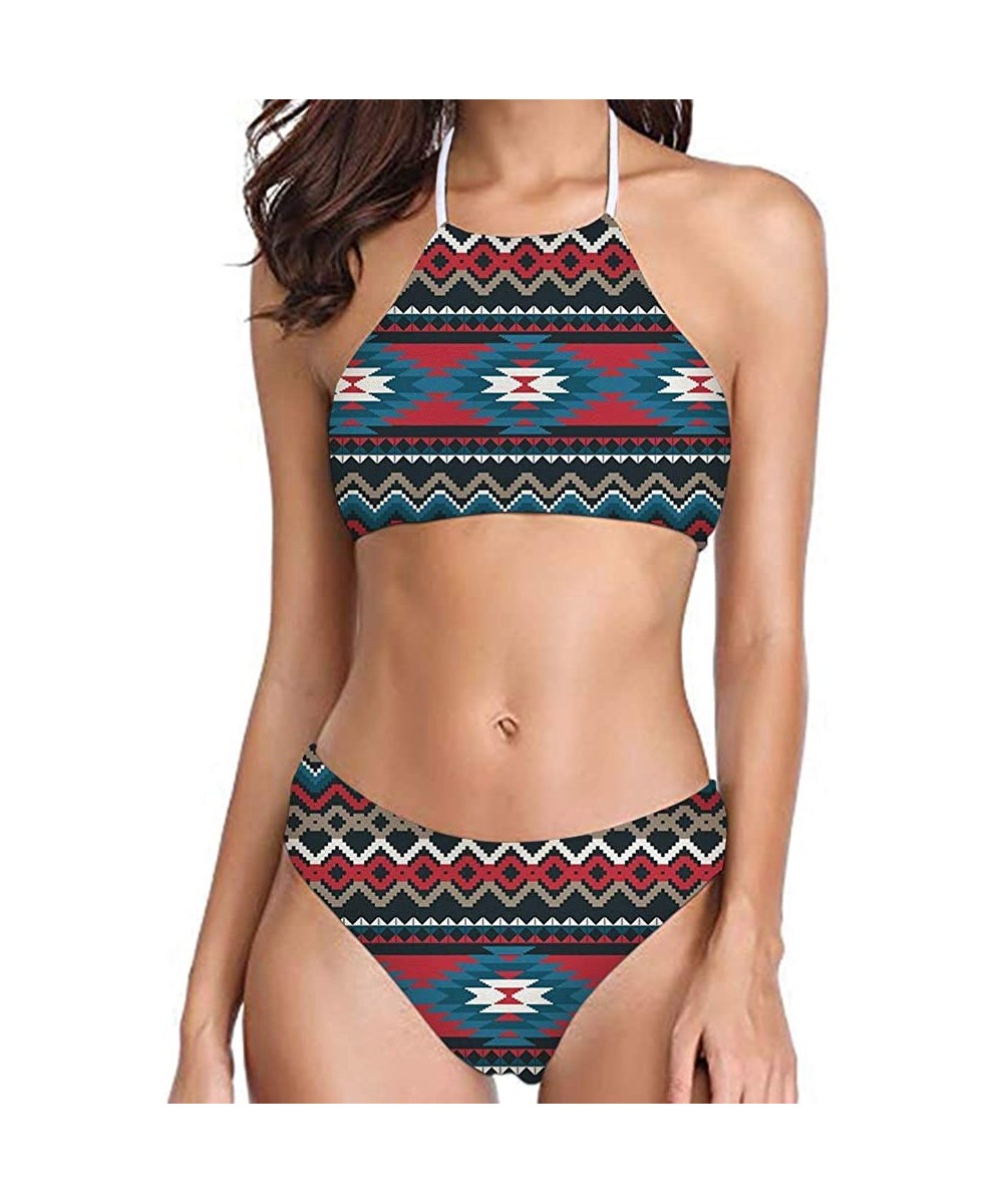 Sets Women Tank Bikini Sets 2 Piece Summer Holiday Swimwear Sporty Beach Wear - Aztec B - CN194LDWS8D