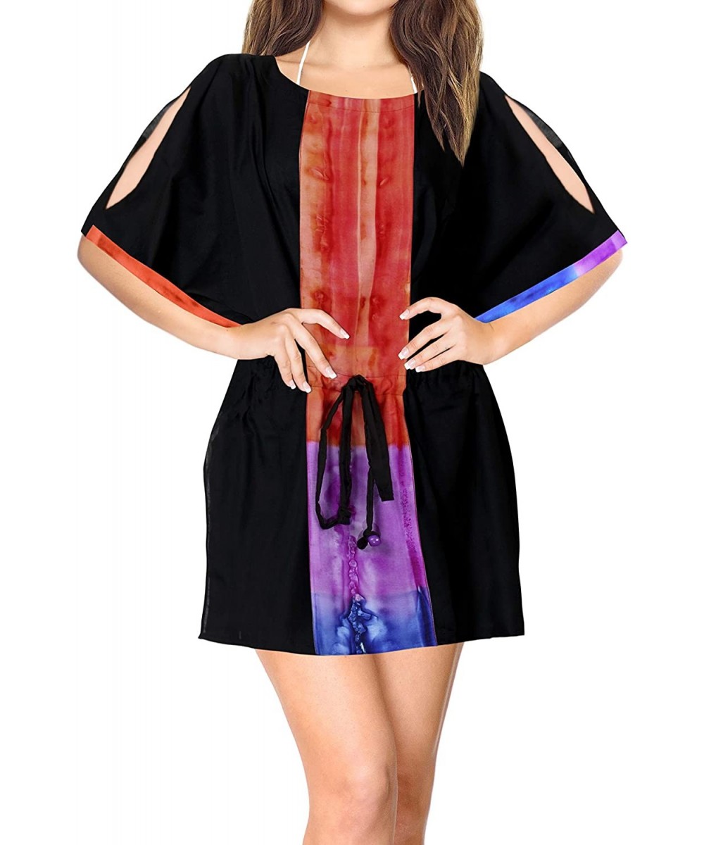 Cover-Ups Women's Rayon Beach Cover up Swimsuit Kimono Cardigan with Bohemian Floral Print - Halloween Black_a979 - CR18CIOD30U