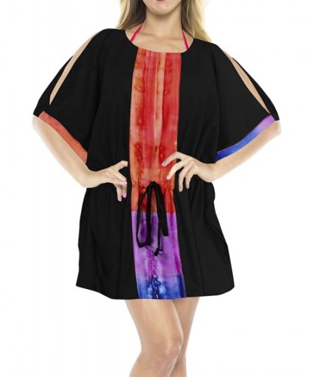 Cover-Ups Women's Rayon Beach Cover up Swimsuit Kimono Cardigan with Bohemian Floral Print - Halloween Black_a979 - CR18CIOD30U