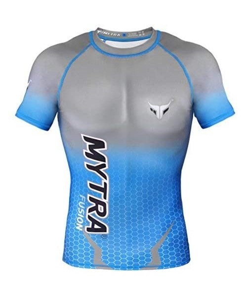 Rash Guards Mens & Boys PowerLayer Compression Base Layer Baselayer Top Long Sleeve - Blue Grey - CS1855NKIO5