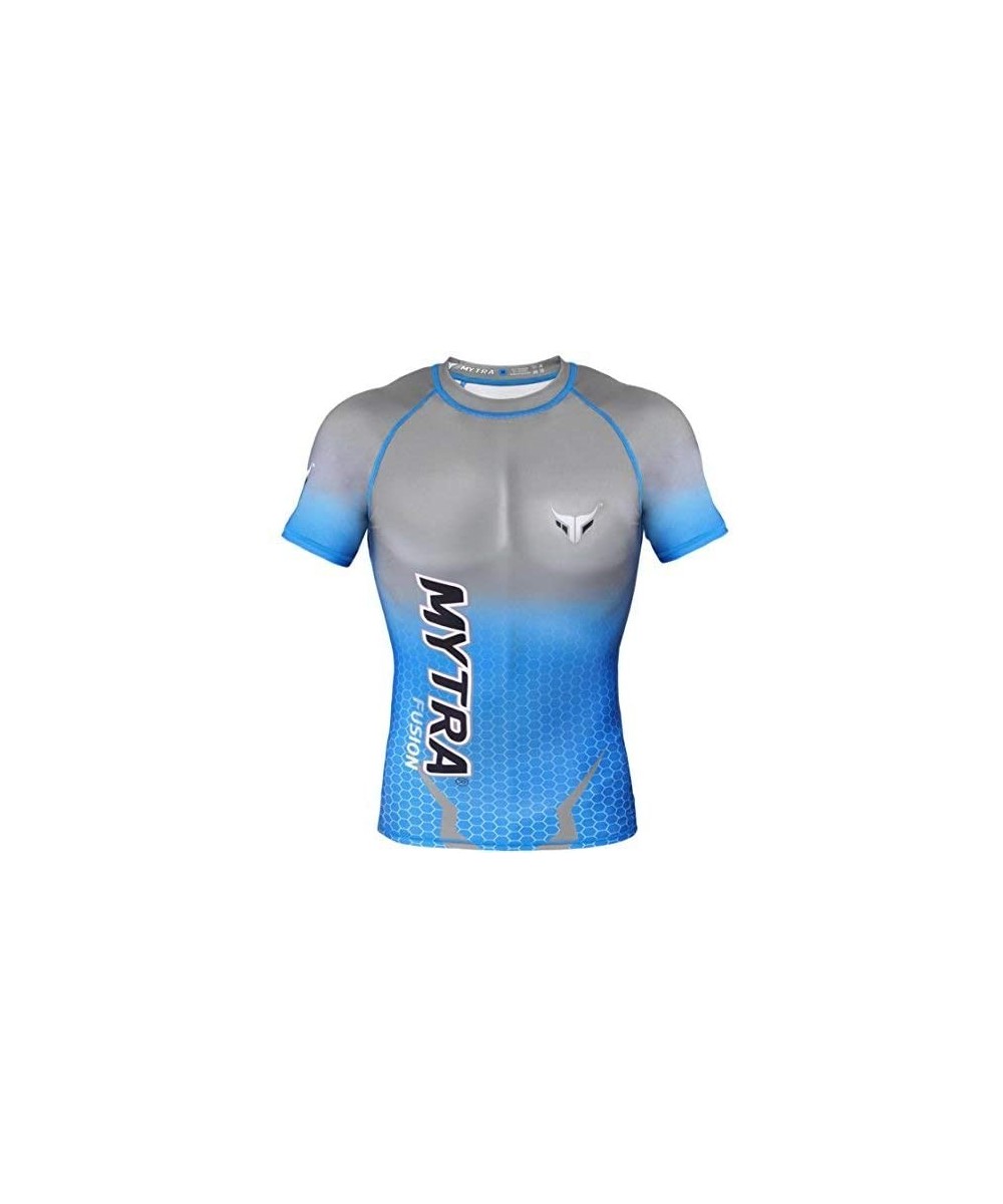 Rash Guards Mens & Boys PowerLayer Compression Base Layer Baselayer Top Long Sleeve - Blue Grey - CS1855NKIO5