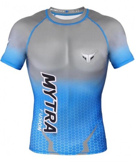 Rash Guards Mens & Boys PowerLayer Compression Base Layer Baselayer Top Long Sleeve - Blue Grey - CS1855NKIO5