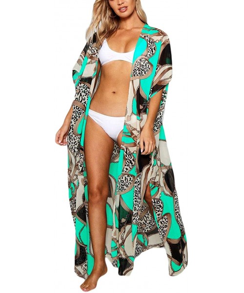 Cover-Ups Women Sexy Print Open Front Kimono Cardigan Loose Beach Cover Up Dress - Print 6 - CT18NK9SRHS