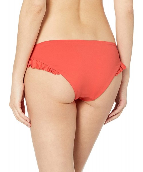 Bottoms Women's Ornate Reversible with Ruffle Signature Cut Bikini Bottom - Mandarin Orange/White Geo - C018NAKNLW9