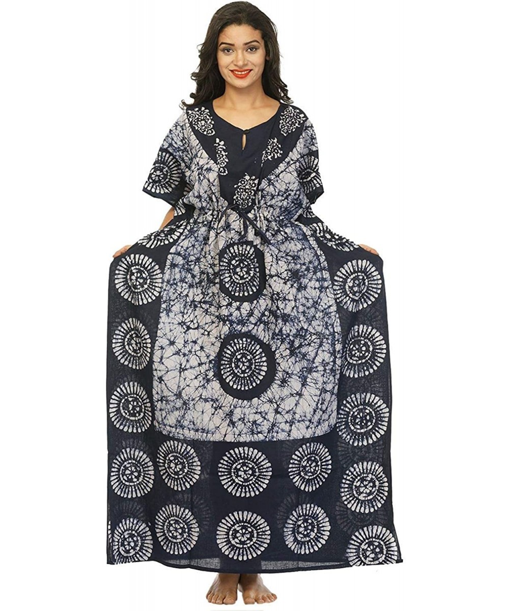 Cover-Ups Women's Ethnic Print Kaftan Maxi Dress Summer Beach Dress Cover Up - White-black - CV18RHQOENK