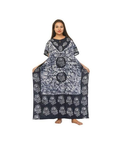 Cover-Ups Women's Ethnic Print Kaftan Maxi Dress Summer Beach Dress Cover Up - White-black - CV18RHQOENK