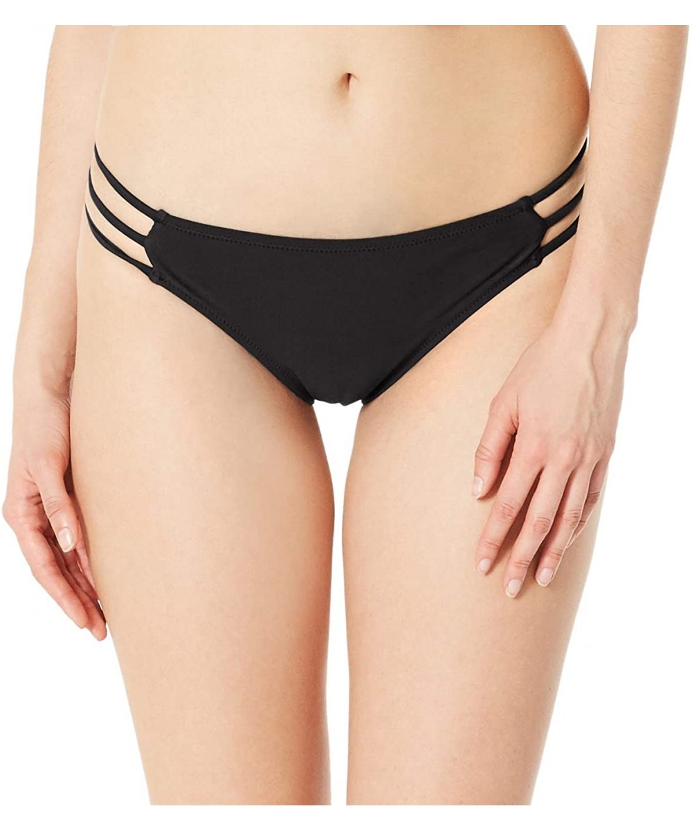 Bottoms Women's Low Rise Bikini Bottom Medium Coverage Bathing Suit Bottom - Black(strappy) - C218RZSQMIO