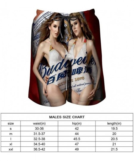 Board Shorts Budweiser Beer Label Cool Swim Trunks Quick Dry Casual Hawaiian Mesh Lining Beach Board Shorts with Pockets - Bu...