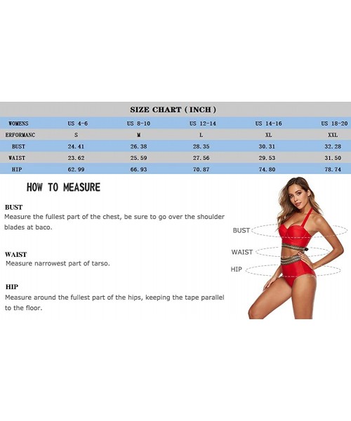 Sets Womens Retro Halter Two Piece Bikini Set High Waist Swimsuit Bathing Suit - Red Dot - C9193DYR54Q