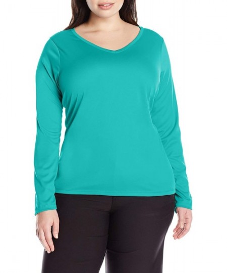 Rash Guards Women's Plus-Size Solid UPF 50+ Long Sleeve Swim Shirt Rashguard - Lagoon - CP12BXYXSAV