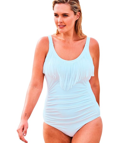 One-Pieces Women's Plus Size Fringe One-Piece Swimsuit - White (1345) - CM1963SCWA0