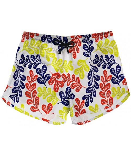 Board Shorts Women's Fashion Board Shorts Beach Shorts with Elastic Waist for Holiday - 09 Colorful Leaves - C718QN44O4W