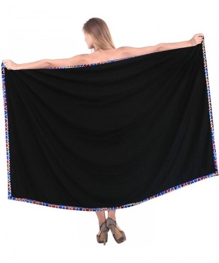 Cover-Ups Women's Swimsuit Cover Up Beach Wrap Skirt Hawaii Sarongs Solid Plain - Halloween Black_m465 - CS12F88BFRR