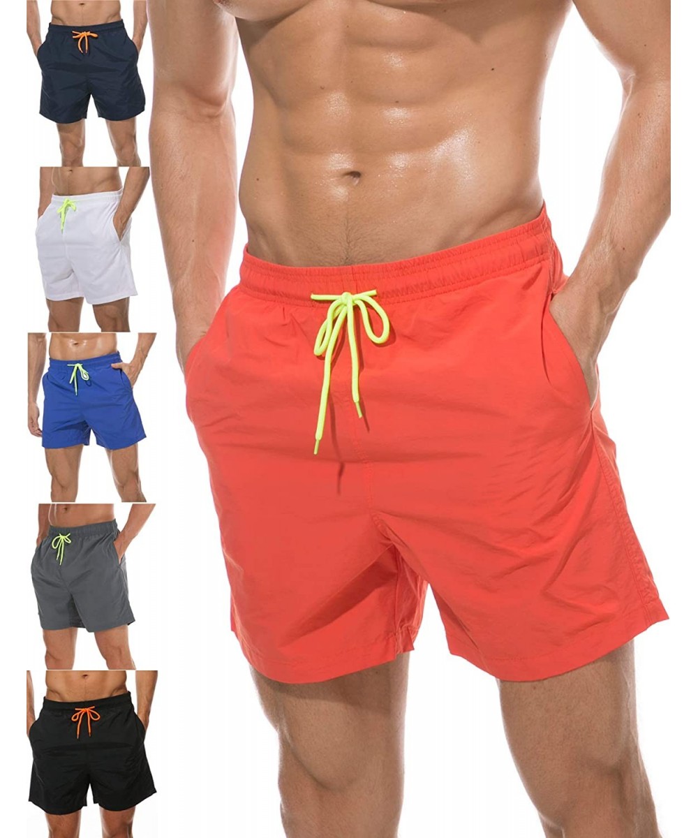 Board Shorts Men's Swim Trunks Bathing Suit Sports Shorts Dri Fit Lightweight with Pockets - B7orange - CW18UYRZGAQ