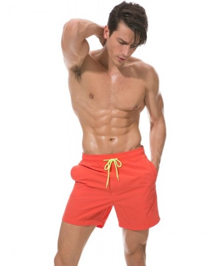 Board Shorts Men's Swim Trunks Bathing Suit Sports Shorts Dri Fit Lightweight with Pockets - B7orange - CW18UYRZGAQ