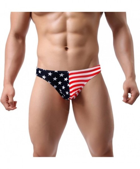 Briefs Mens Flag Underwear American Flag Printed Boxers and Thong G-String Briefs - F03-stripe - CJ12L5HCXL7