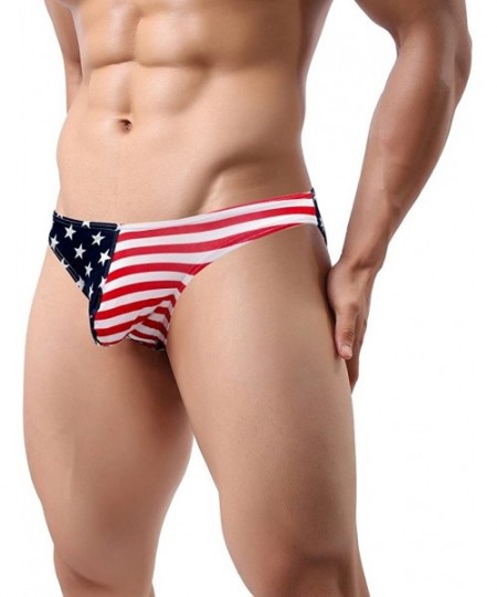 Briefs Mens Flag Underwear American Flag Printed Boxers and Thong G-String Briefs - F03-stripe - CJ12L5HCXL7