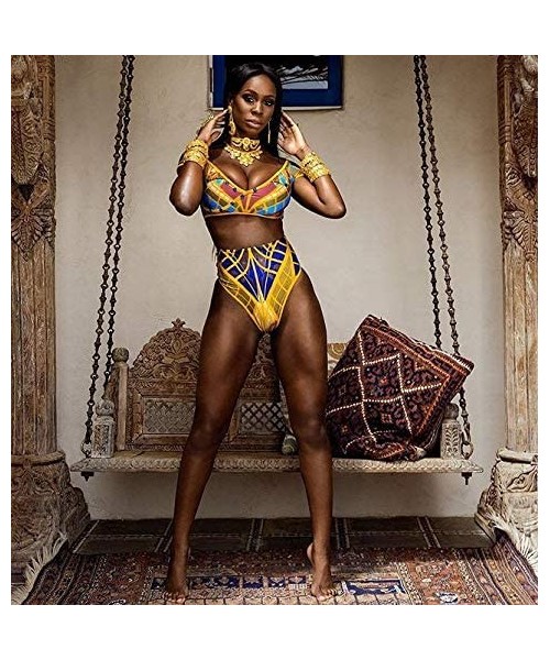 Rash Guards Women One Piece Swimsuit African Print Monokini Bikini Beach Swimwear Bathing Suit for Women Plus Size Multi Colo...