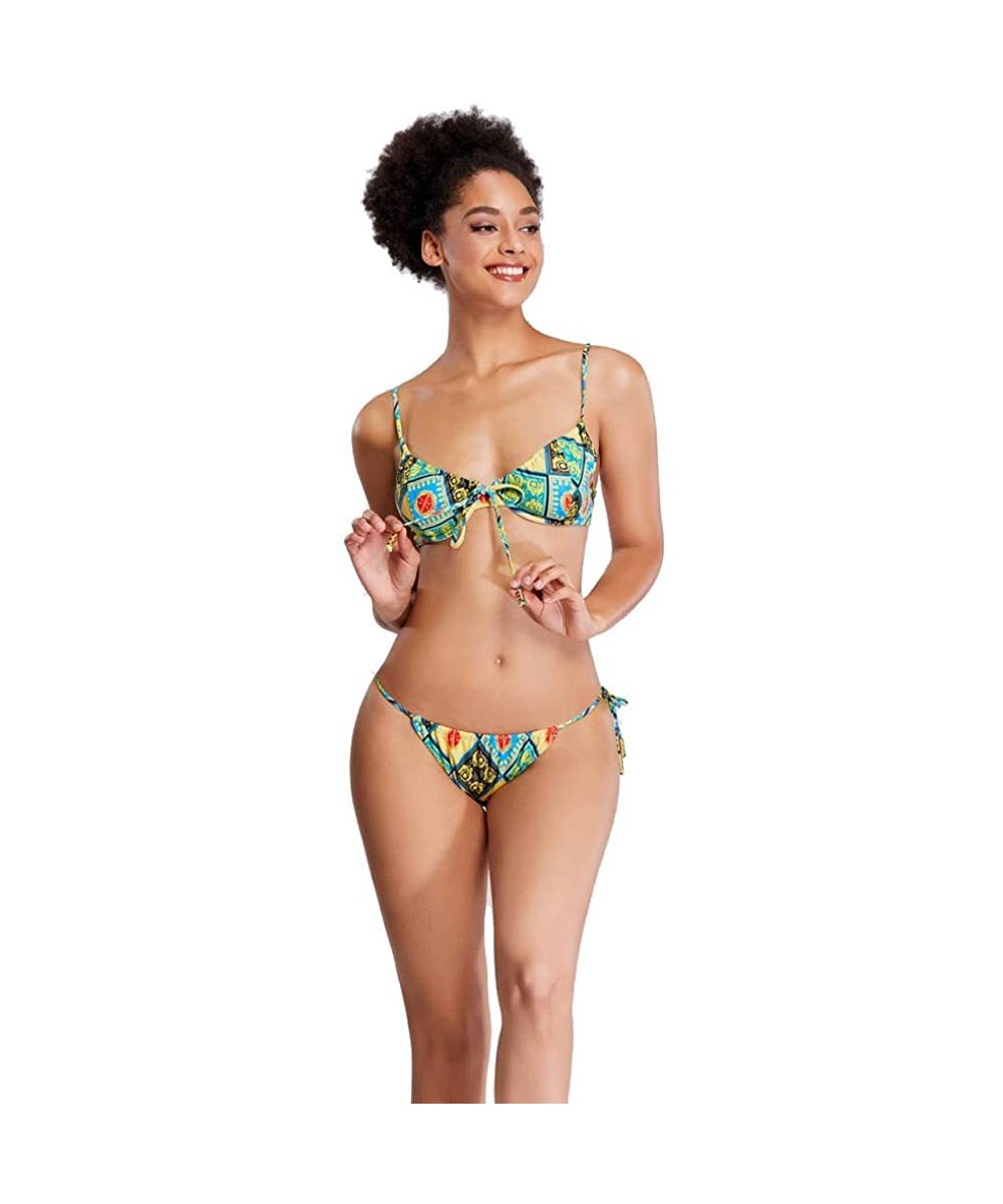 Sets Swimsuits for Women High Waisted Bikini Sexy Two Piece Bathing Suits Tummy Control Swimwear - 9089green - CO19CL5ZEQ9