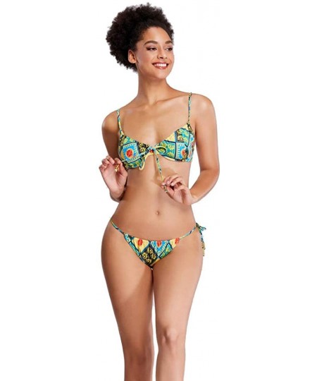 Sets Swimsuits for Women High Waisted Bikini Sexy Two Piece Bathing Suits Tummy Control Swimwear - 9089green - CO19CL5ZEQ9