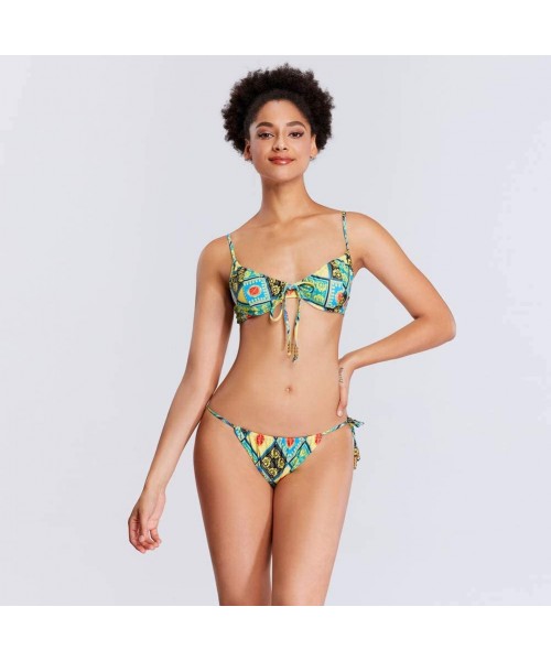 Sets Swimsuits for Women High Waisted Bikini Sexy Two Piece Bathing Suits Tummy Control Swimwear - 9089green - CO19CL5ZEQ9