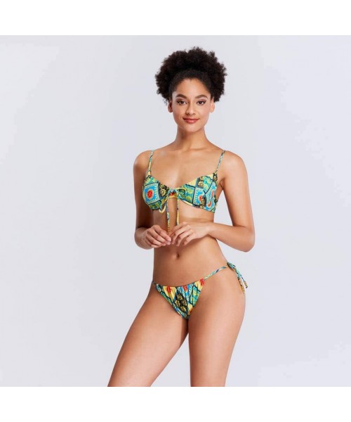 Sets Swimsuits for Women High Waisted Bikini Sexy Two Piece Bathing Suits Tummy Control Swimwear - 9089green - CO19CL5ZEQ9