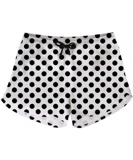 Board Shorts Womens Board Short Side Pocket Swim Bottom Trunks Quick Dry - White Polka Dot - CK18RYQ8ONN