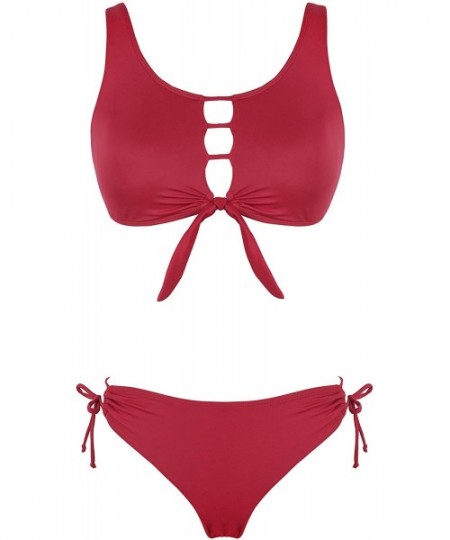 Tops Women's Two Piece Bikini Sets Padded Push Up Swimsuits Beachwear - Red Bikini Set - CN180M22H84