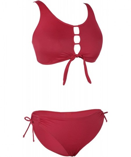 Tops Women's Two Piece Bikini Sets Padded Push Up Swimsuits Beachwear - Red Bikini Set - CN180M22H84