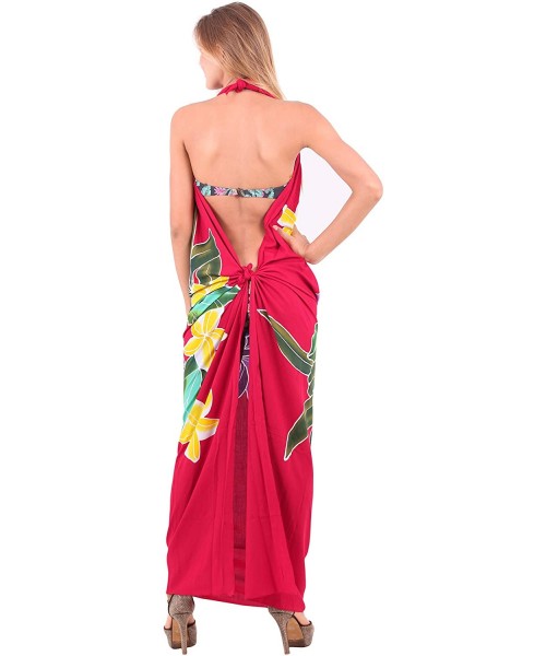 Cover-Ups Women's Beach Wrap Sarong Cover Ups Swimsuit Tie Skirt Mats Hand Paint - Spooky Red_q874 - CW121U7JKBN