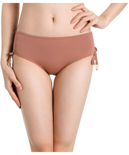 Sets Bikini Bottoms with Side Ties- Adjustable Swimwear for Women- Bathing Suits Swimsuits Bottom - Brown - CZ194TSM7H6